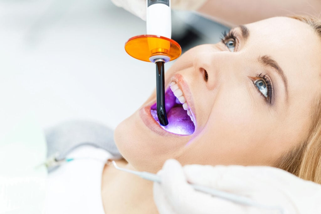 cosmetic dentist Moody AL whitens patient's teeth